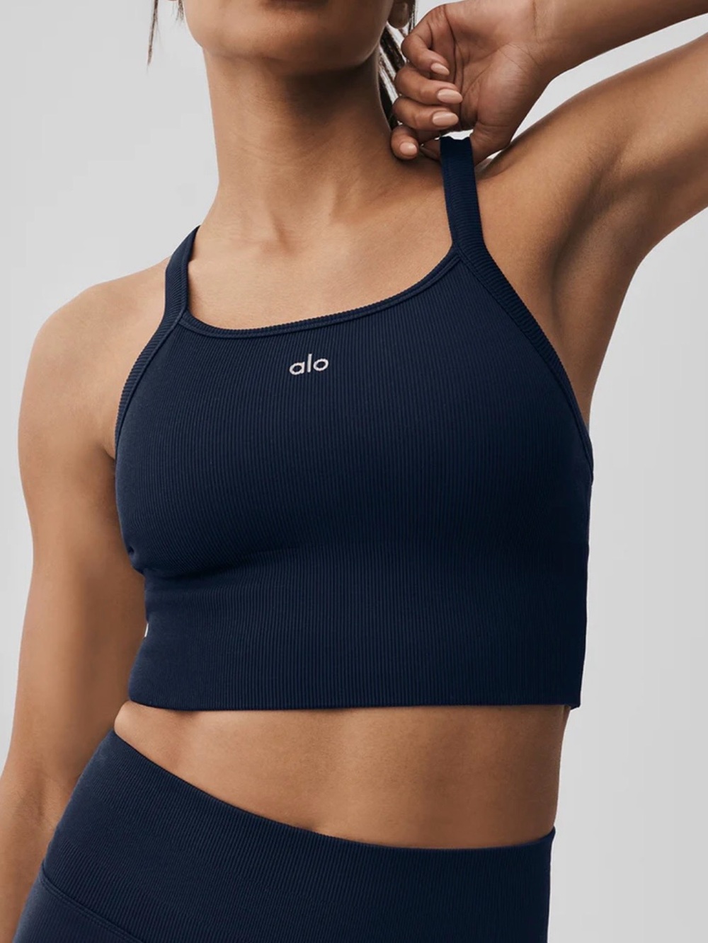 Alo Yoga Women’s Navy Seamless Ribbed Favorite Bra Tank Size XS